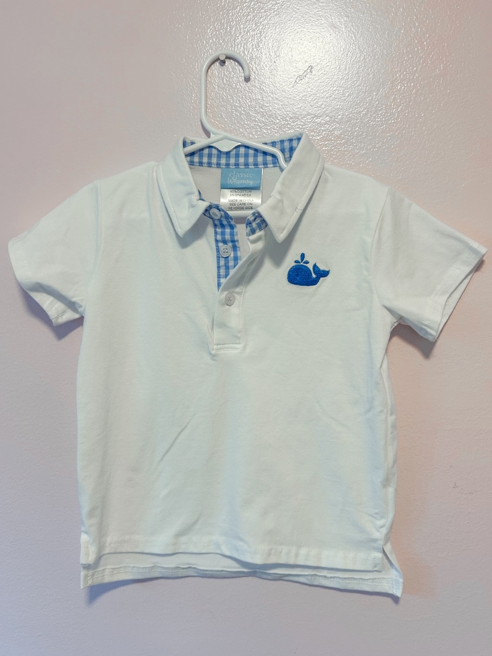 Classic Whimsy White Polo Embroidered Whale Sz 2t